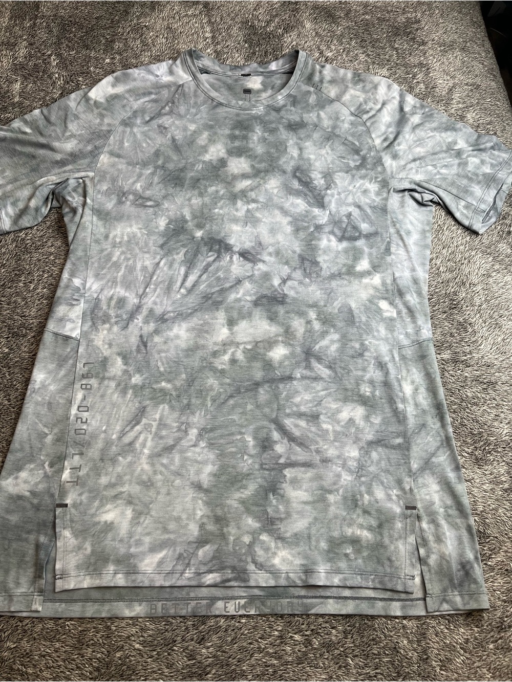 Lululemon Metal Vent Tech Short Sleeve Shirt Mens L Tie Dye Grey Athletic Gym